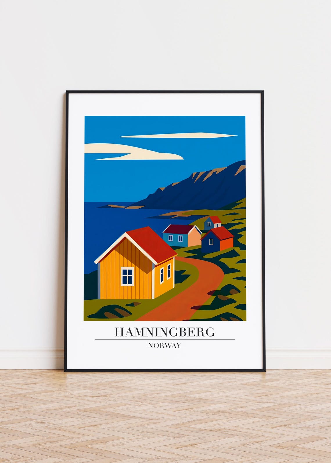 Hamningberg Norway Red And Yellow Coastal Cabins By The Sea Poster