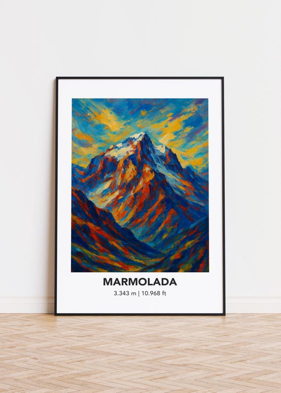 Marmolada Mountain Poster Modern Oil Painting Style Art Print