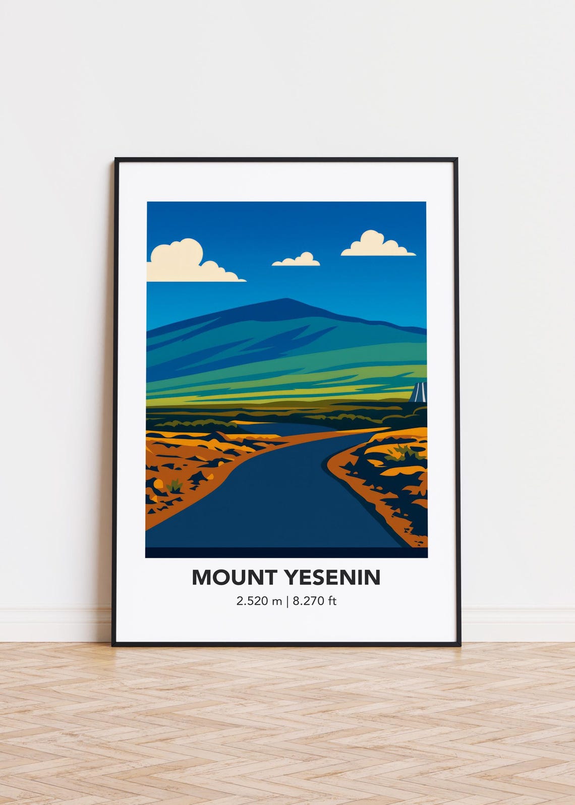 Mount Yesenin Print Modern Minimalist Mountain Art Poster