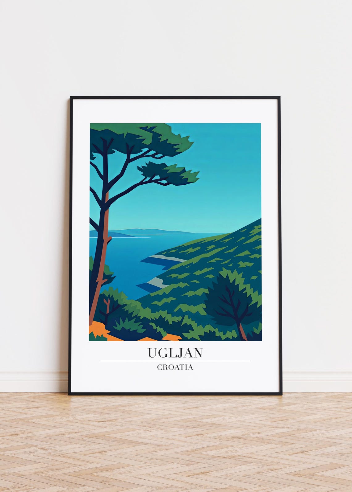 Ugljan Croatia Pine Coast Bay View Travel Poster Adriatic Island