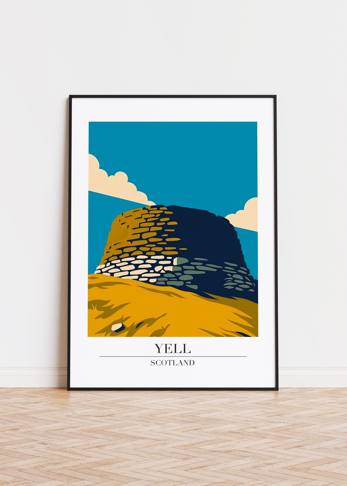 Yell Scotland Modern City Illustration, Poster Print