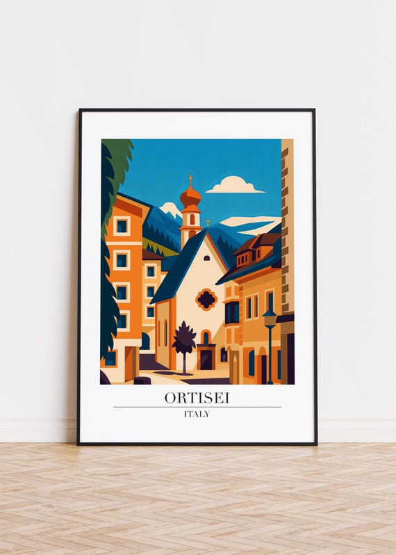 Ortisei Italy Poster Skyline Art Print