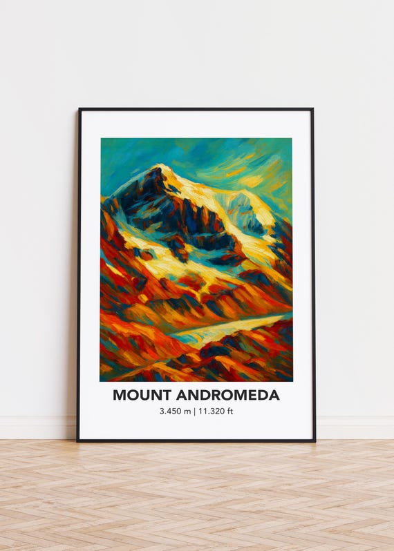 Mount Andromeda Poster Modern Oil Painting Style Mountain Art Print
