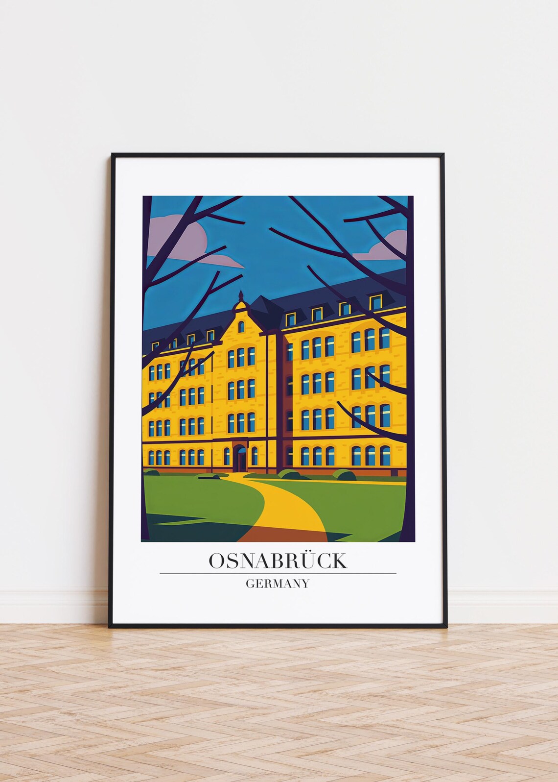 Osnabruck Germany Golden Historic Building City Travel Poster