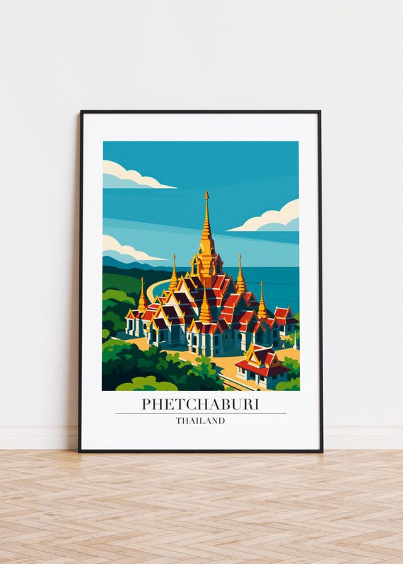 Phetchaburi Cityscape Poster Modern Travel Art Print