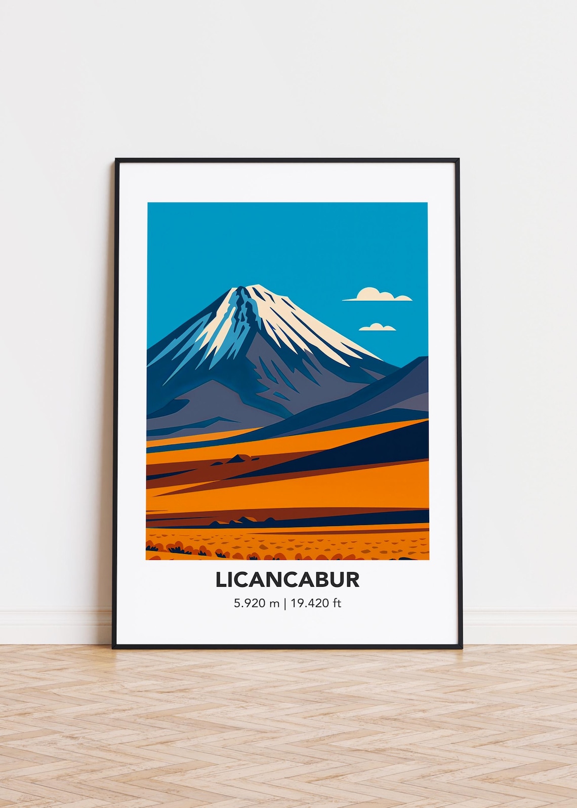 Licancabur Volcano 5920m Minimalist Mountain Illustration Travel Poster