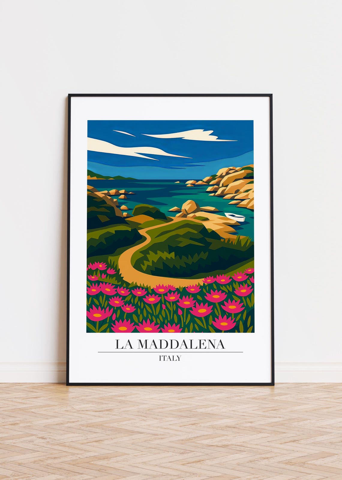 La Maddalena Italy Modern Travel Poster