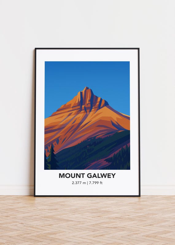 Mount Galwey Print Modern Minimalist Mountain Art Poster