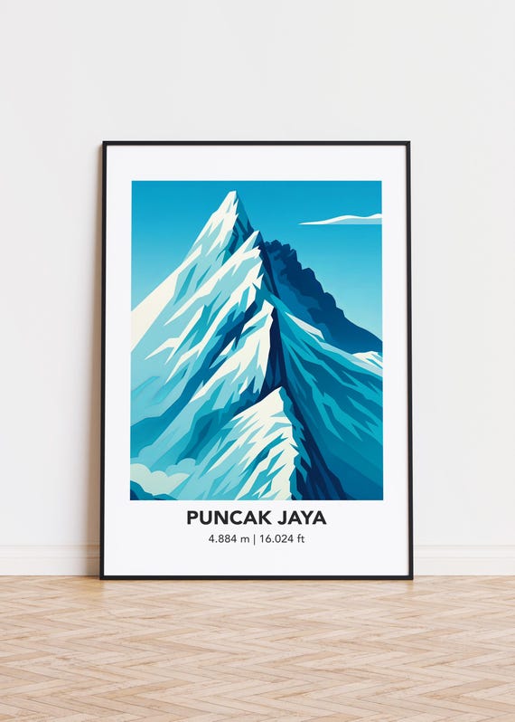 Puncak Jaya Poster Mountain Illustration Art Print