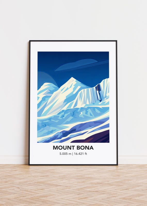 Mount Bona Art Print Modern Mountain Illustration