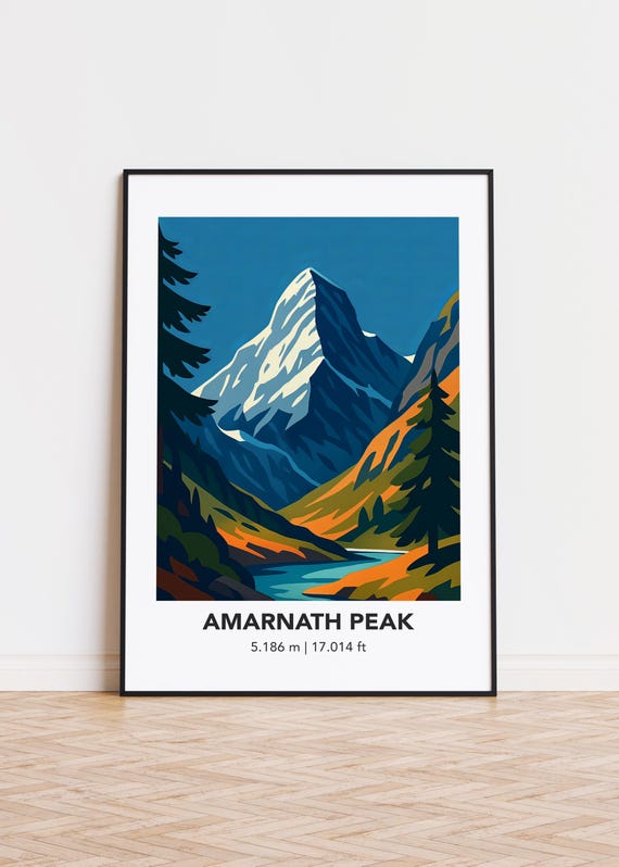 Amarnath Peak Poster Mountain Illustration Art Print
