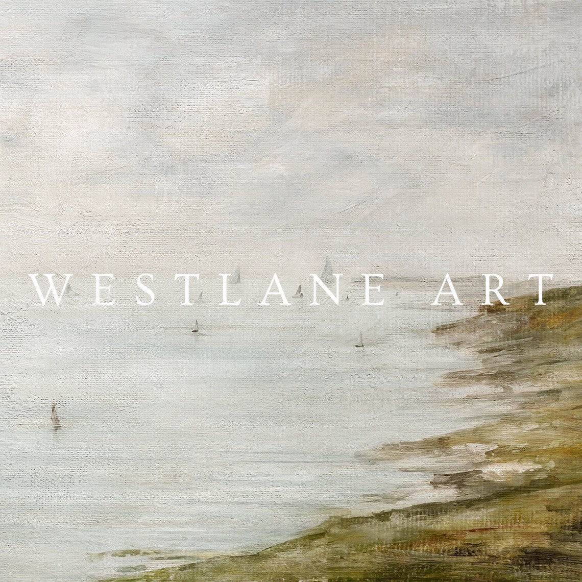Misty Muted Coastal Seascape Pale Ocean Foggy Morning Shore Poster - Image 2