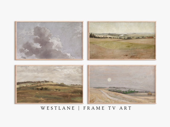 Neutral Farmhouse Landscapes, Clouds Paintings