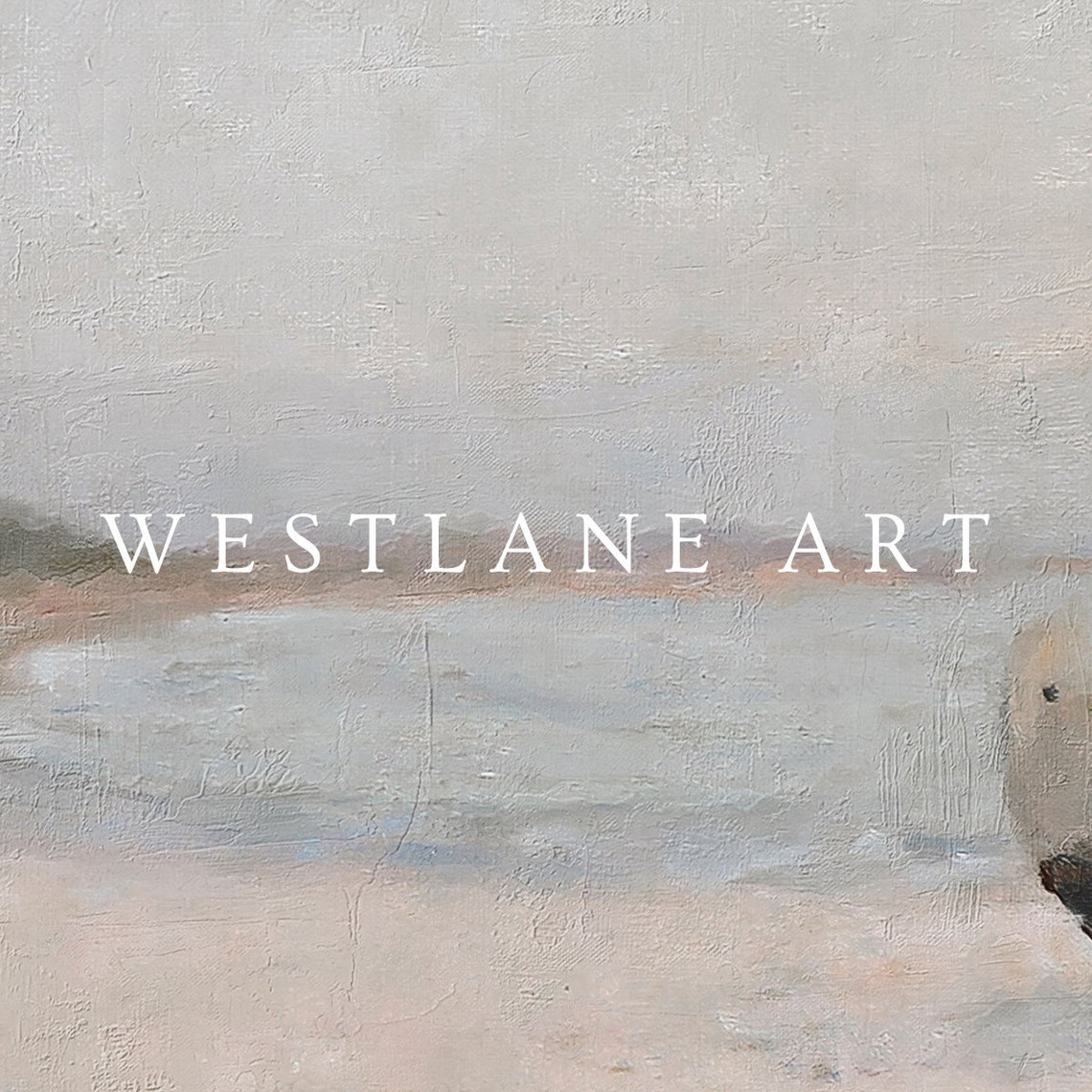 Pastel Beach Painting Lone Boat Sandy Shore Coastal Art Poster - Image 2