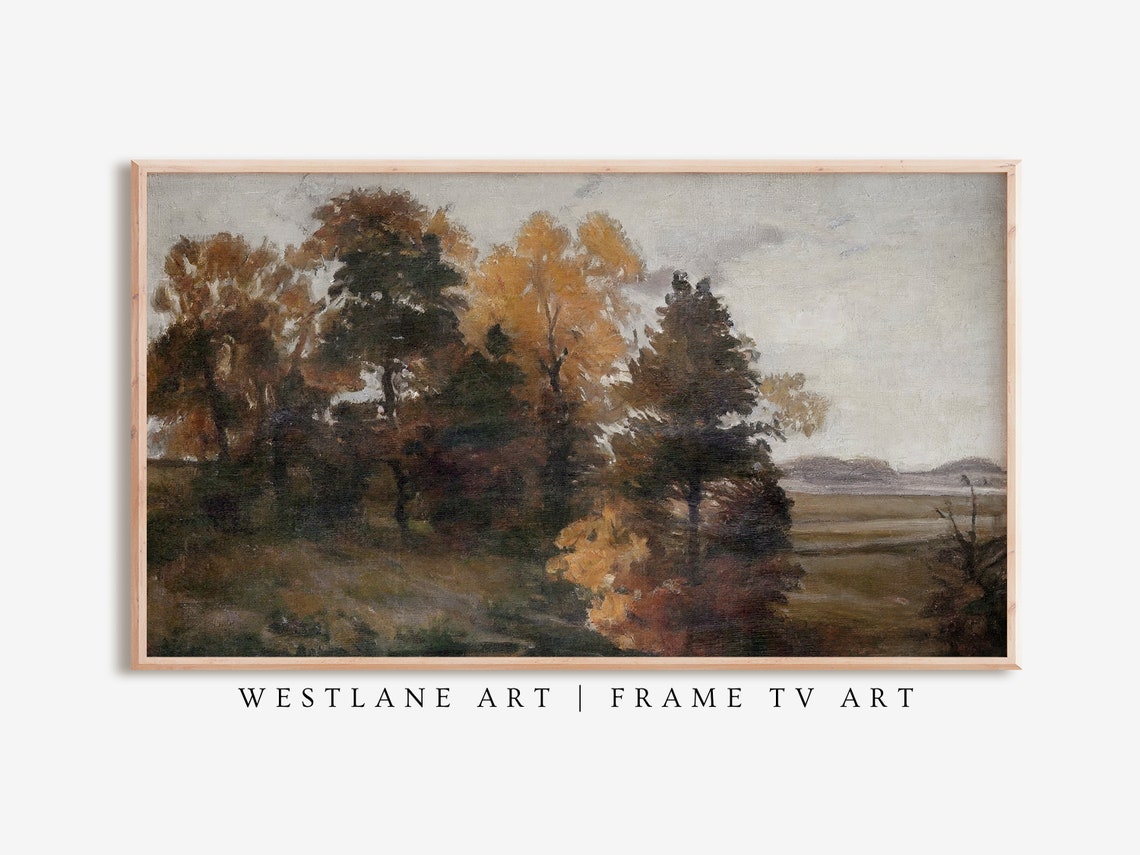 Vintage Autumn Landscape Golden Trees Rustic Fall Countryside Poster