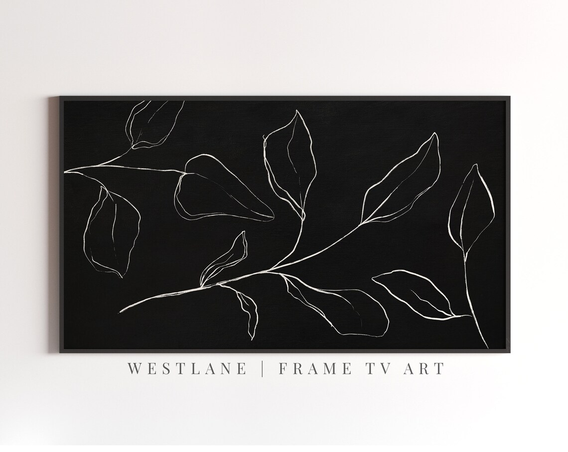 Flower Frame TV Art, Black Botanical Modern Farmhouse