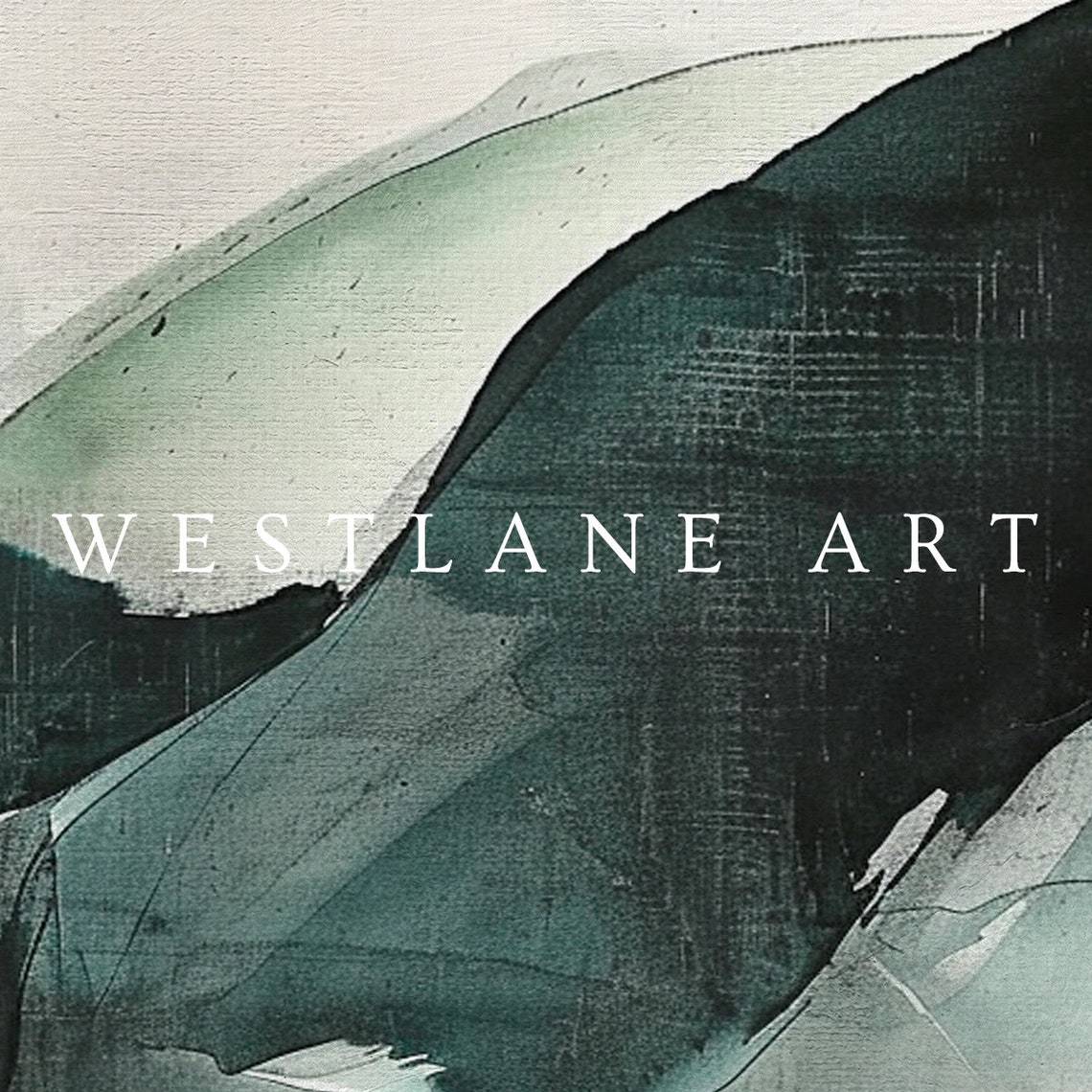 Modern Abstract Teal Sweeping Brushstrokes Dark Green Canvas Poster - Image 3