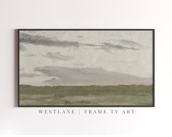 Green Landscape Frame Tv Art Painting Country Farmhouse Decor Tv