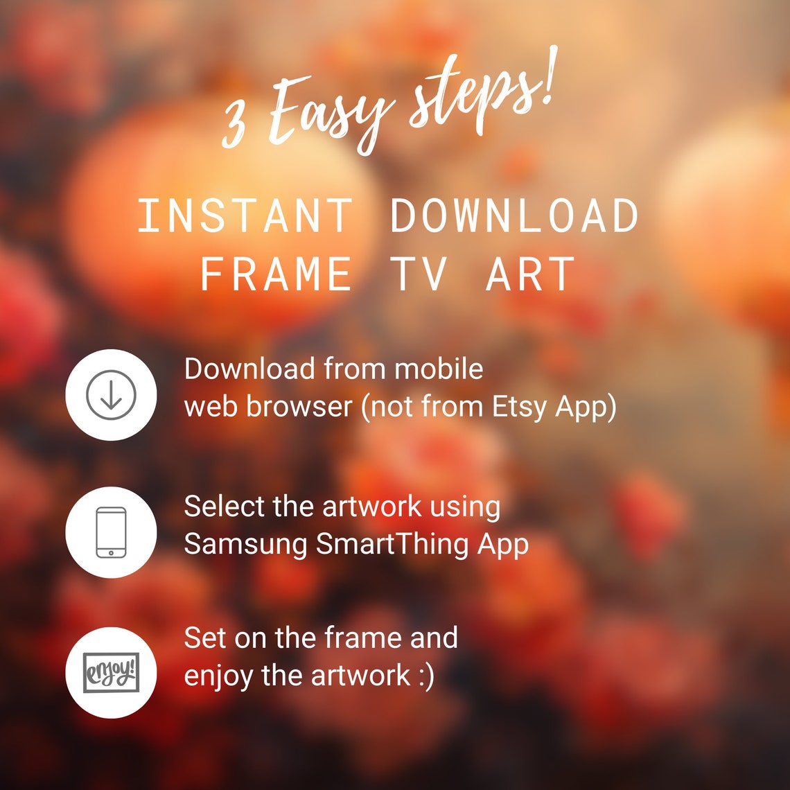 Glowing Red Chinese Lanterns Peonies Romantic Painting Art Print - Image 2