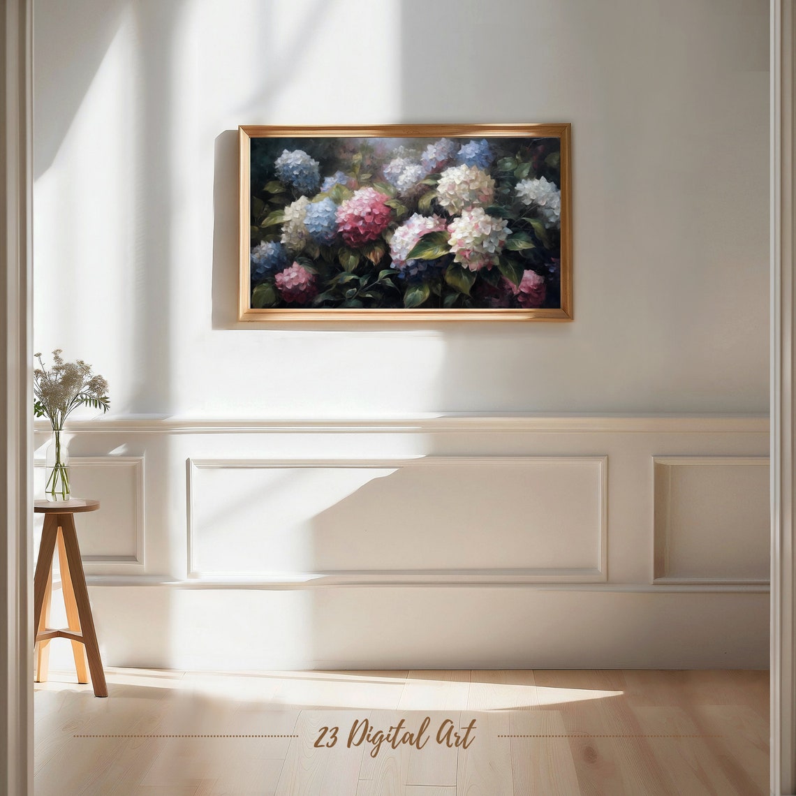 Hydrangea Garden Blue Pink White Blooms Classic Floral Art Print - Image 6