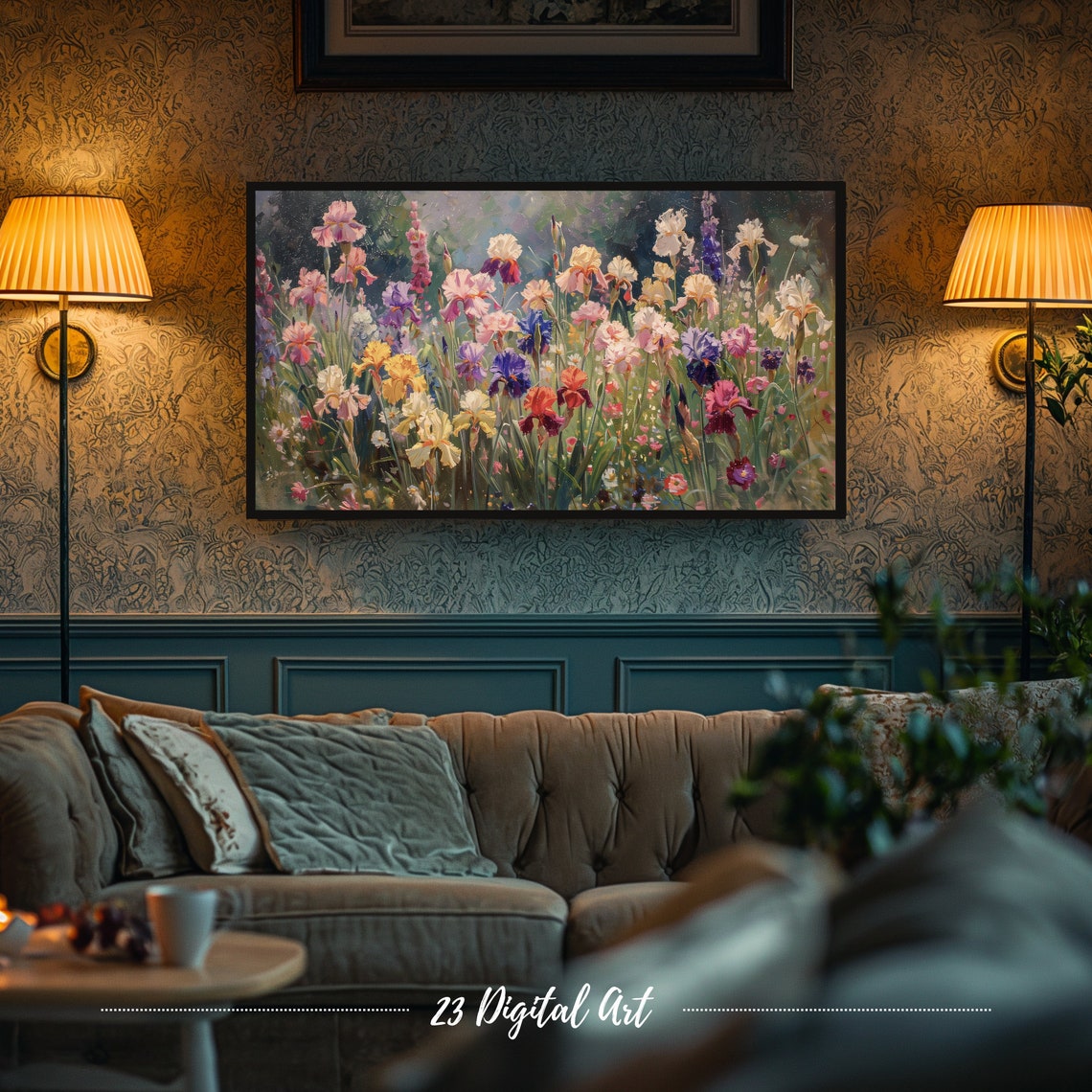 Colorful Iris Flower Garden Pastel Blooms Impressionist Art Poster - Image 4
