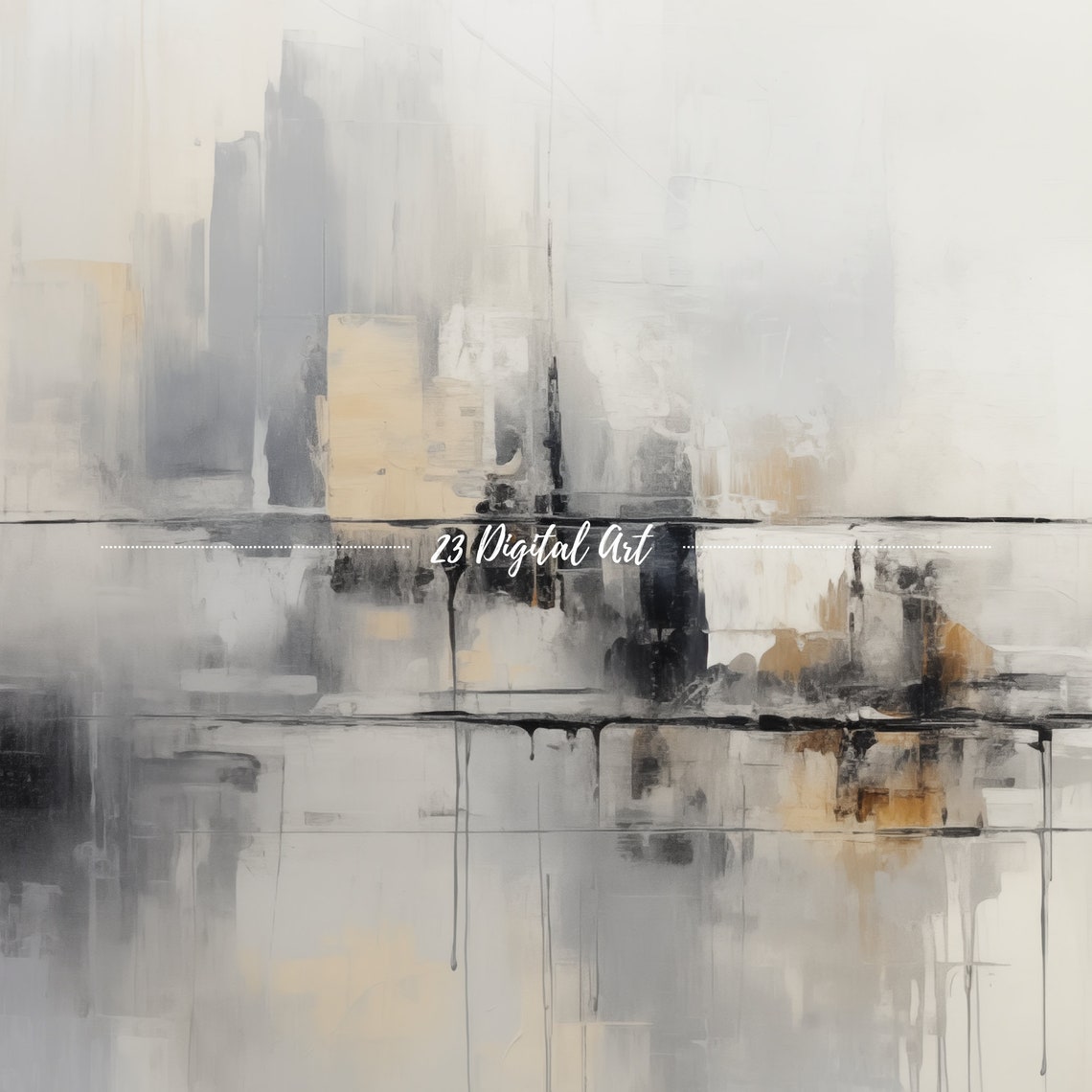 Minimalist White Grey Abstract Haze Skyline Modern Art Poster - Image 3