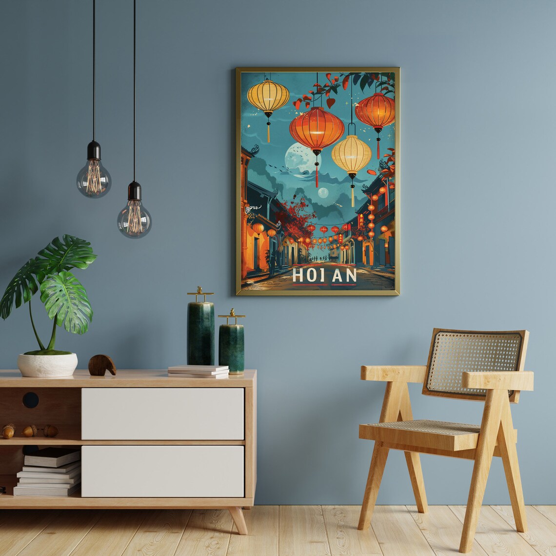 Hoi An Vietnam Lantern Old Town Street Full Moon Night Travel Poster - Image 3