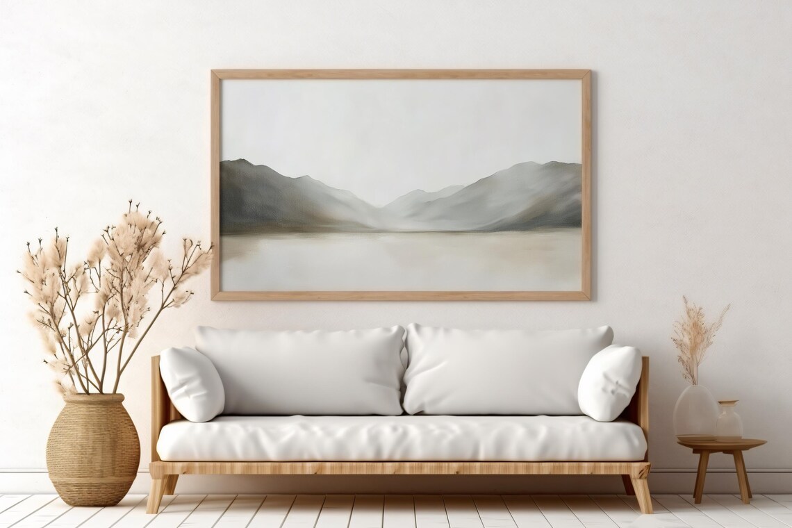Abstract Mountain Valley Watercolor Landscape Artwork Nature Art Print At Home