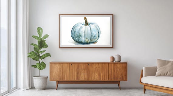 Heirloom Pumpkin Painting Watercolor Autumn Artwork Print At Home Art