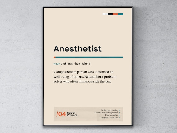 Anesthetist Definition Graduation Gift Medical Office Wall Art