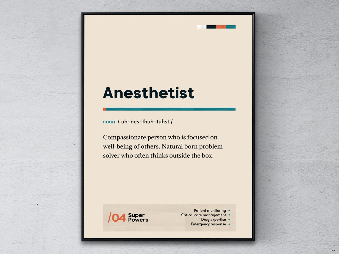 Anesthetist Definition Graduation Gift Medical Office Wall Art