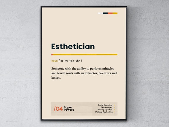 Esthetician Definition Poster Cosmetologist Graduation Print Aestheticians Coworker Wall Art Funny Modern Office Gift