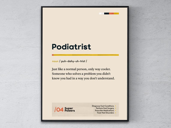 Podiatrist Definition Poster Foot Doctor Coworker Wall Art Chiropodist Graduation Print Funny Modern Office Gift