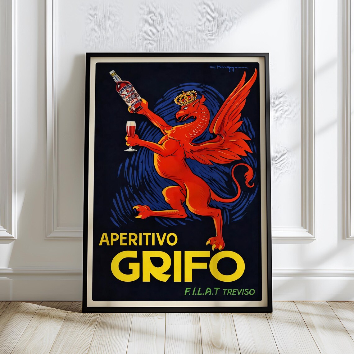 Retro Vintage Aperitivo Grifo Crowned Griffin Italian Ad Poster