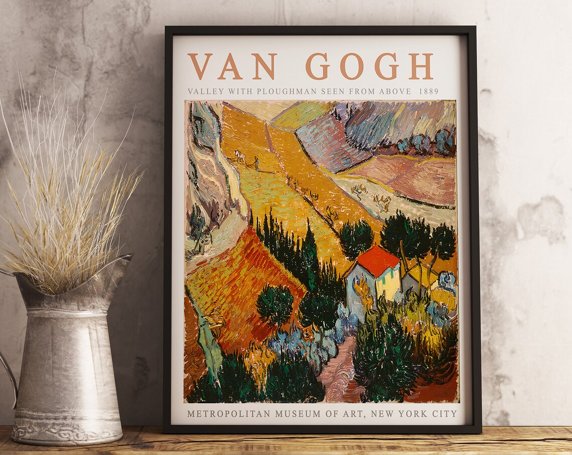 Van Gogh Valley With Ploughman Art Print - Image 3