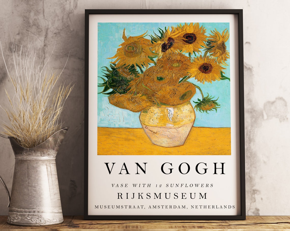 Van Gogh Vase with 12 Sunflowers Rijksmuseum Amsterdam Museum Poster - Image 3