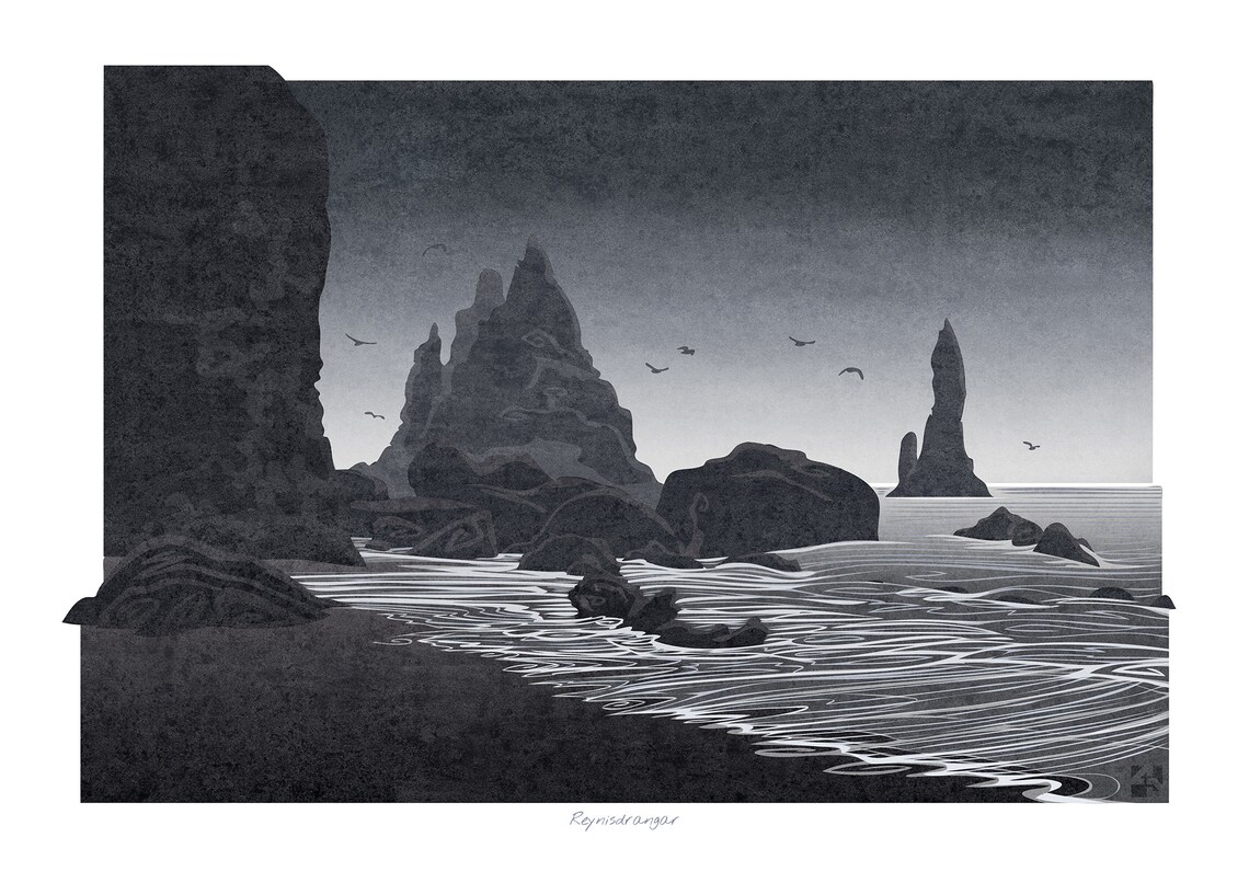Reynisdrangar Iceland Travel Poster, South Coast - Image 3