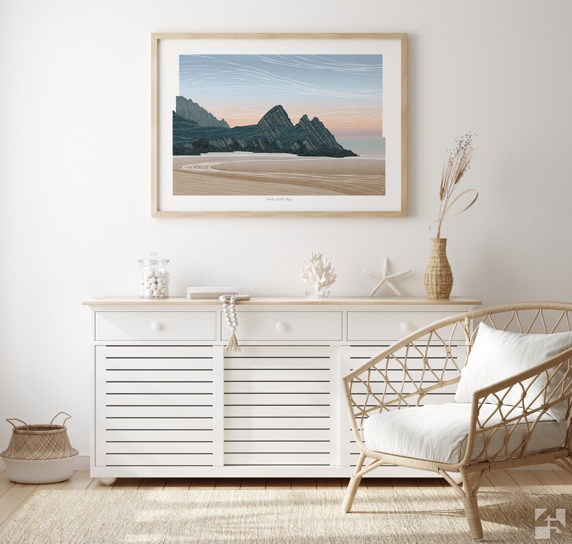 Three Cliffs Bay Gower Wales Travel Poster - Image 3