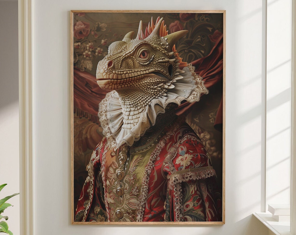 Dragon Royal Renaissance Portrait Brocade Coat Animal Wall Art