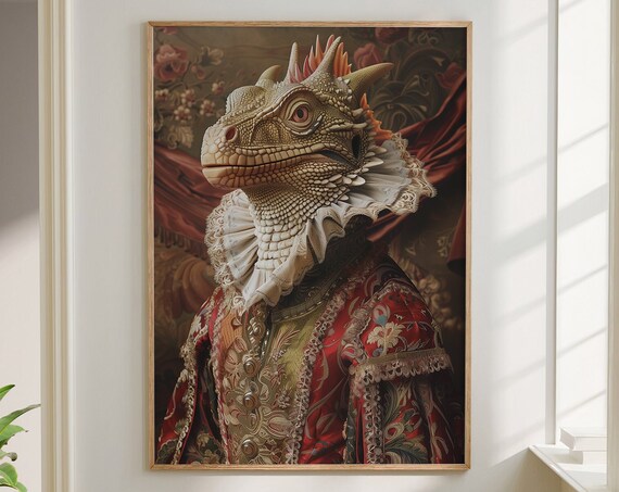 Dragon Royal Renaissance Portrait Brocade Coat Animal Wall Art