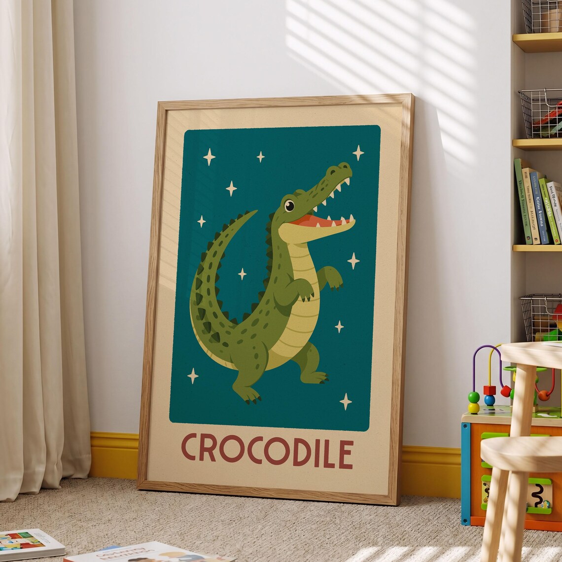 Crocodile Nursery Print, Jungle Animal Art Print