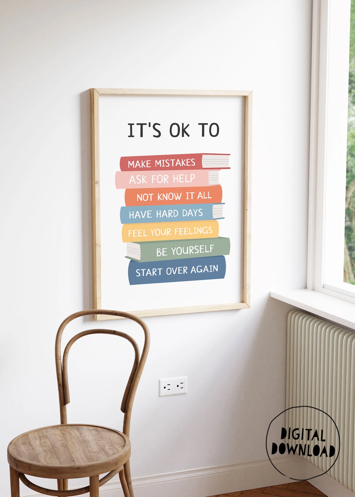 Its Ok To Make Mistakes Book Stack Classroom Poster For Kids - Image 2