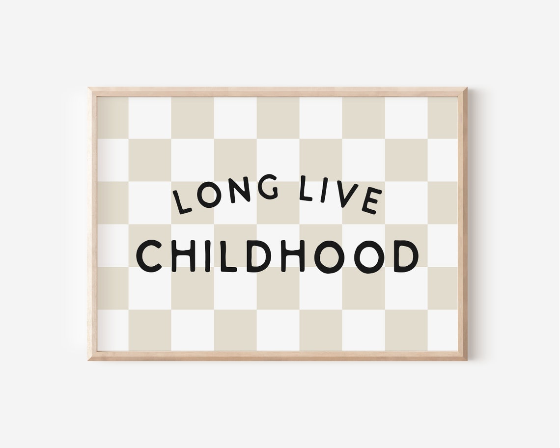 Long Live Childhood Bold Lettering Checkerboard Nursery Poster - Image 2