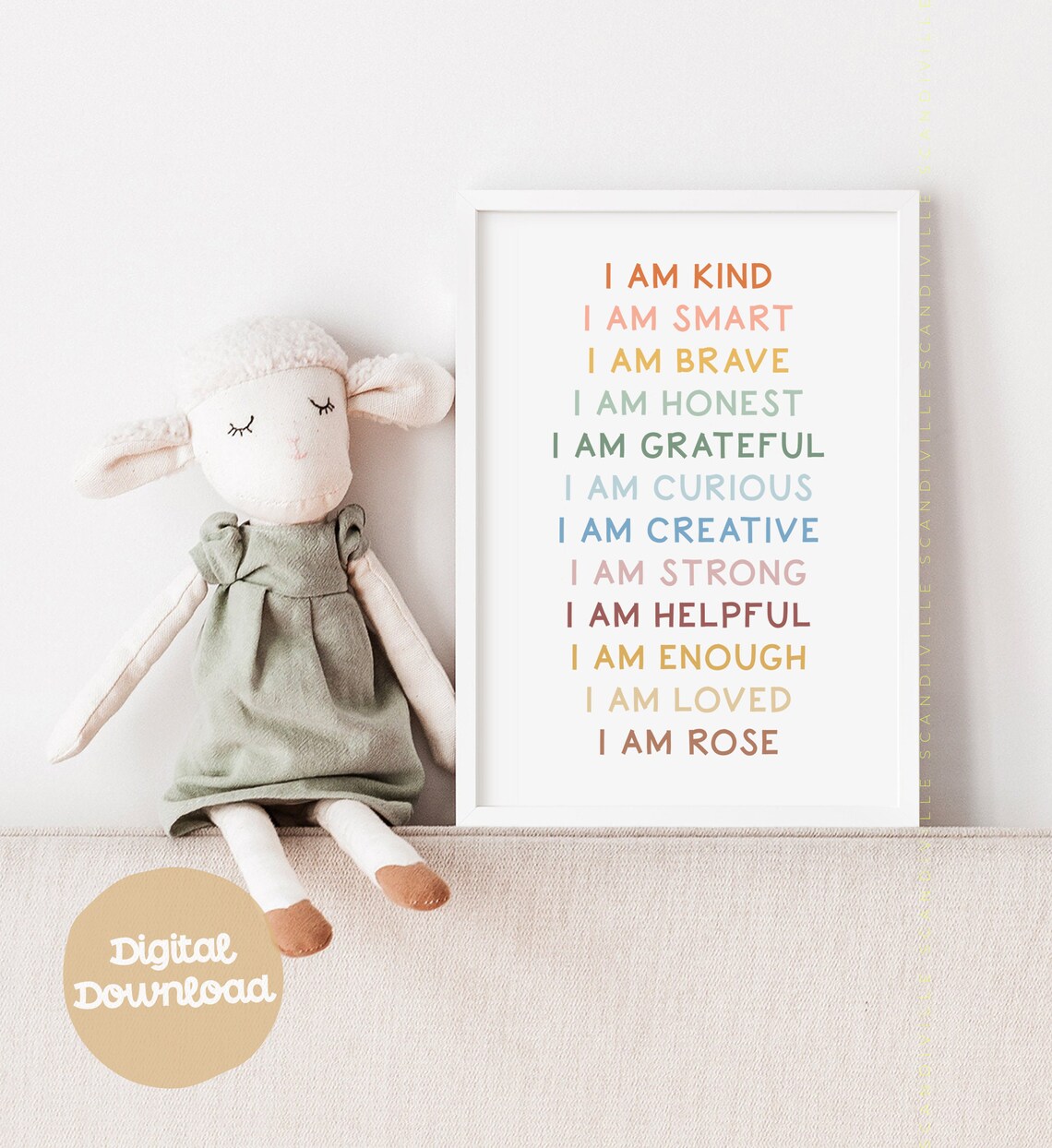 Personalized Name Positive Affirmations Kids Art Print - Image 3