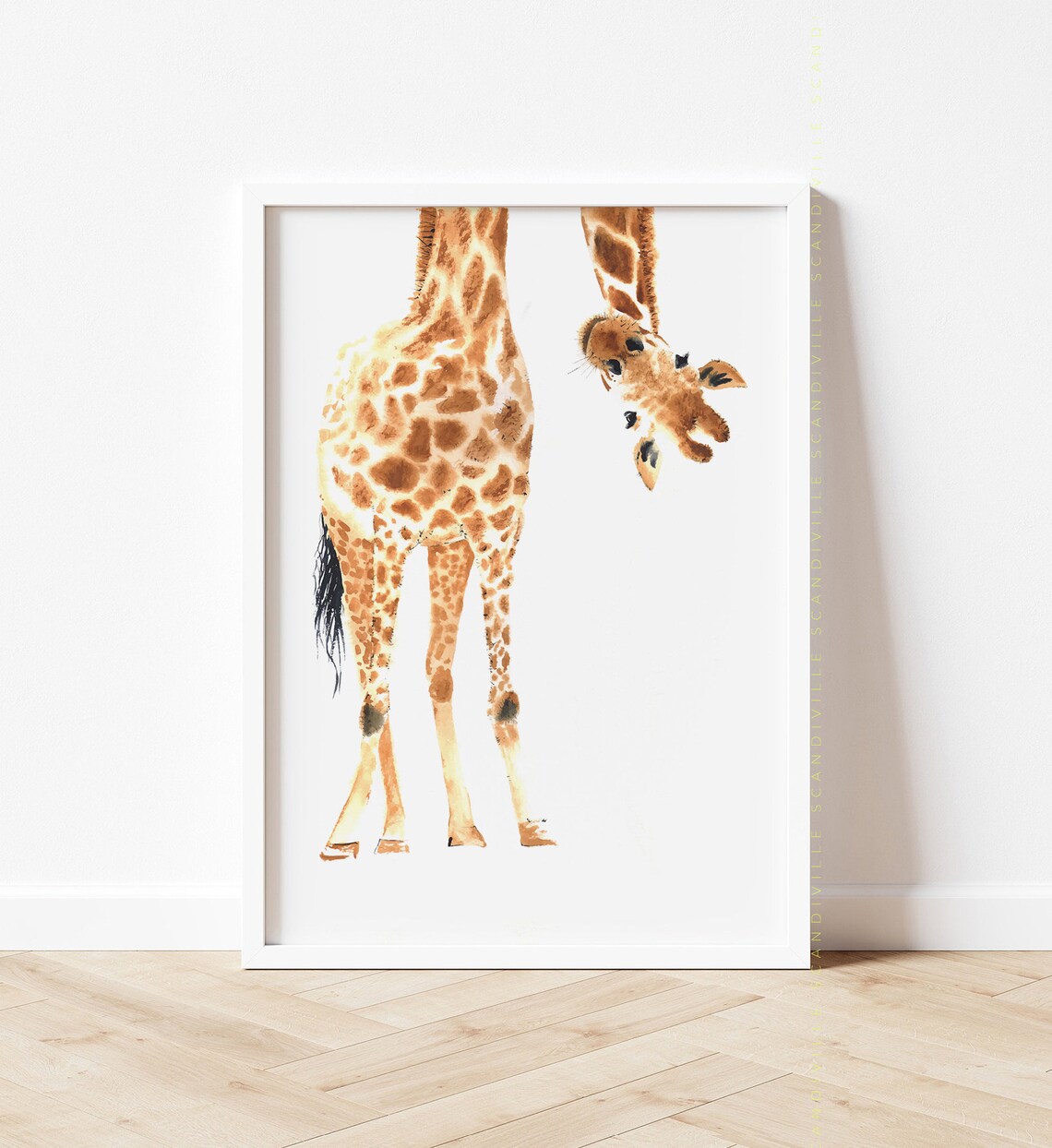 Giraffe Nursery Watercolor Animal Safari Kids Room Wall Art Decor - Image 2