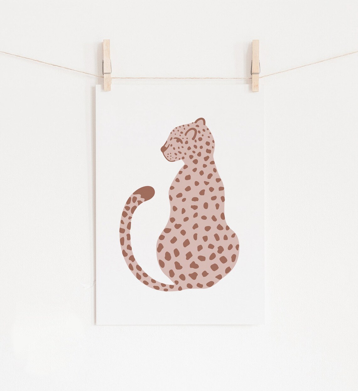 Blush Pink Leopard Nursery Safari Animal Wall Decor Art Poster - Image 5