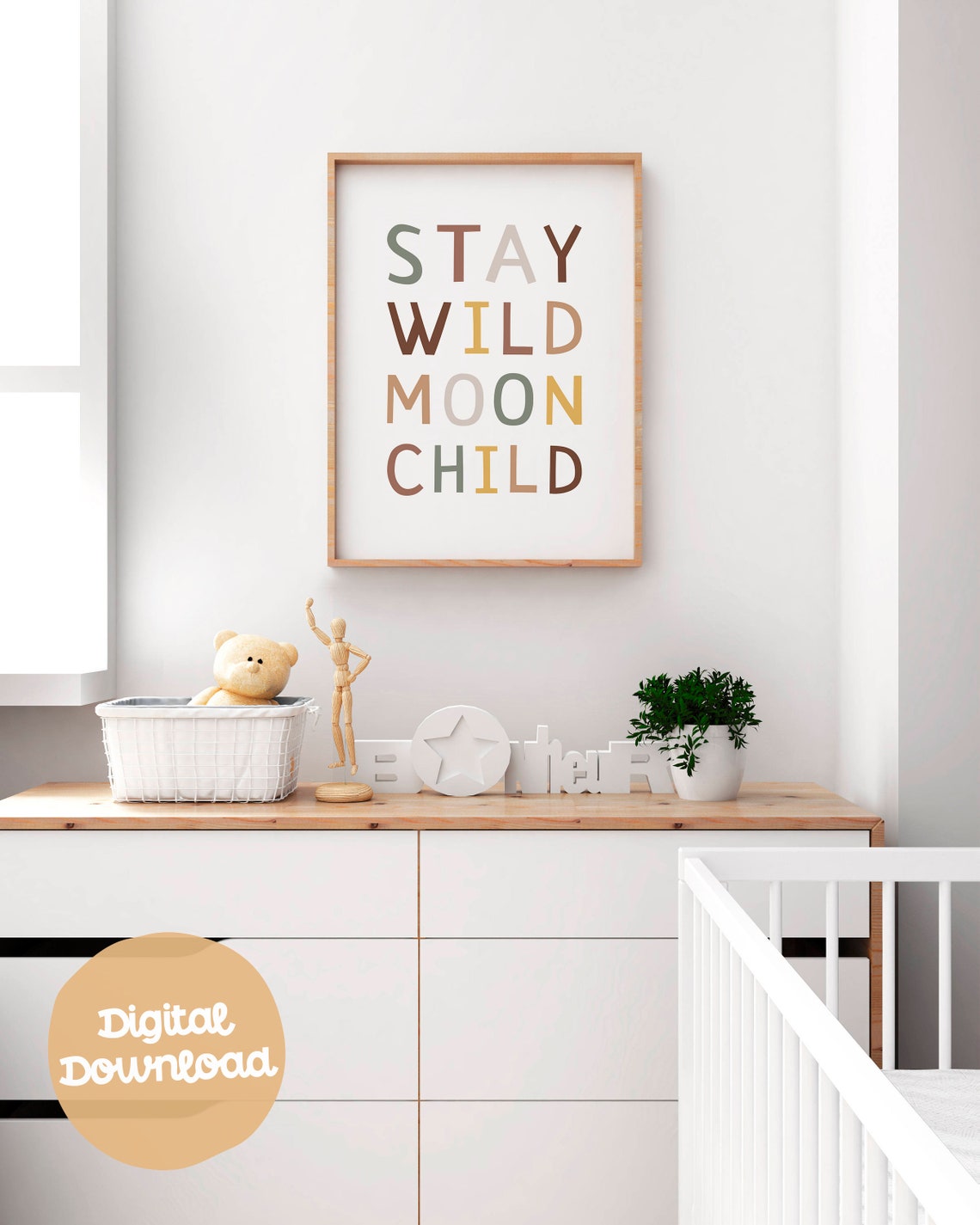 Stay Wild Moon Child Colorful Typography Kids Room Poster Decor - Image 2