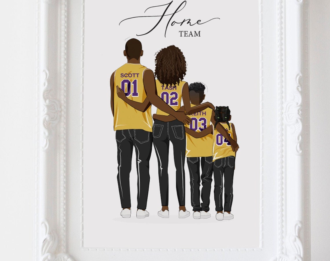 Home Team Personalized Family in Basketball Jerseys Portrait Poster - Image 3