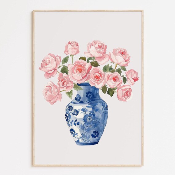 Chinoiserie Floral Vase Print Japanese Botanical Art