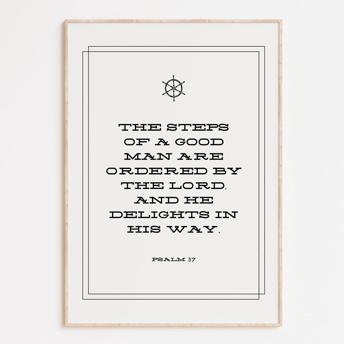 Psalm 37 Scripture Print Minimalist Boat Wheel Design